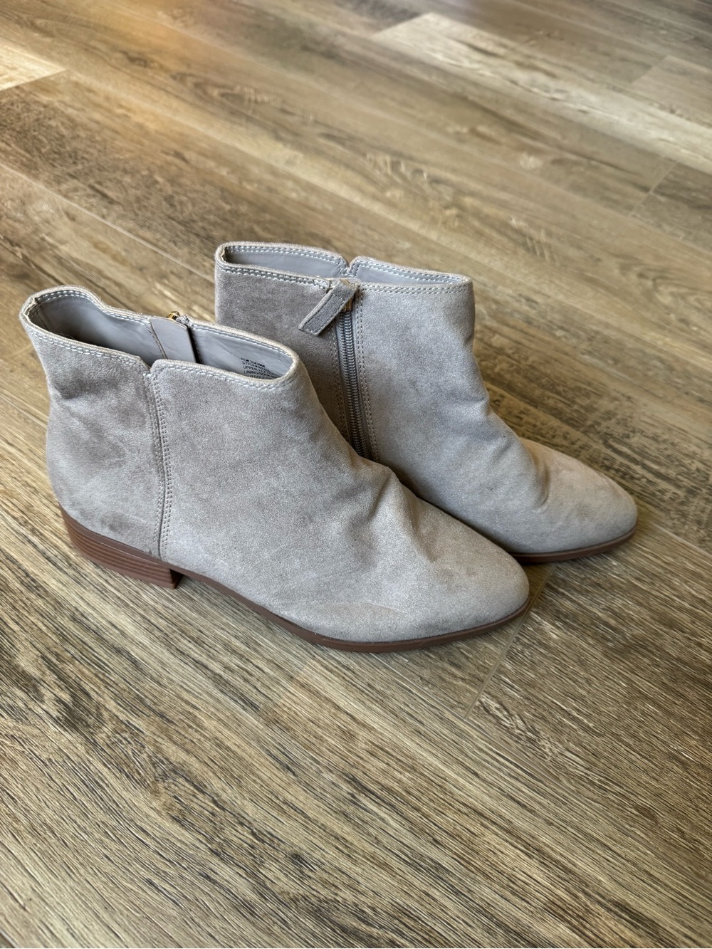 J. Crew Suede Ankle Booties in Light Taupe